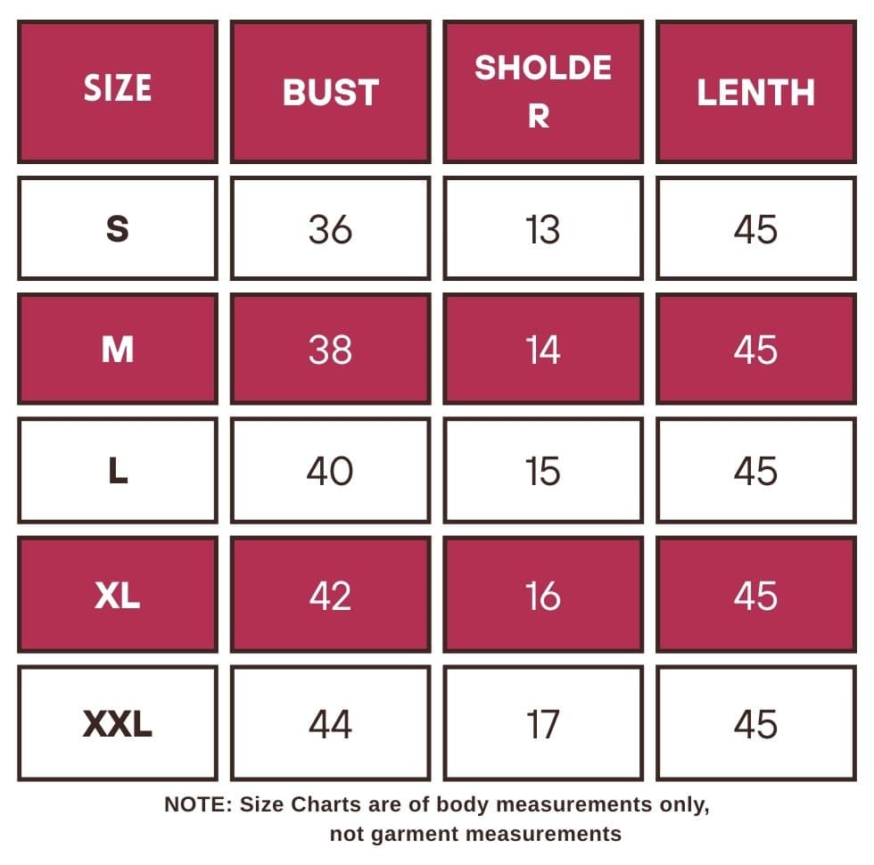 Top Size Chart