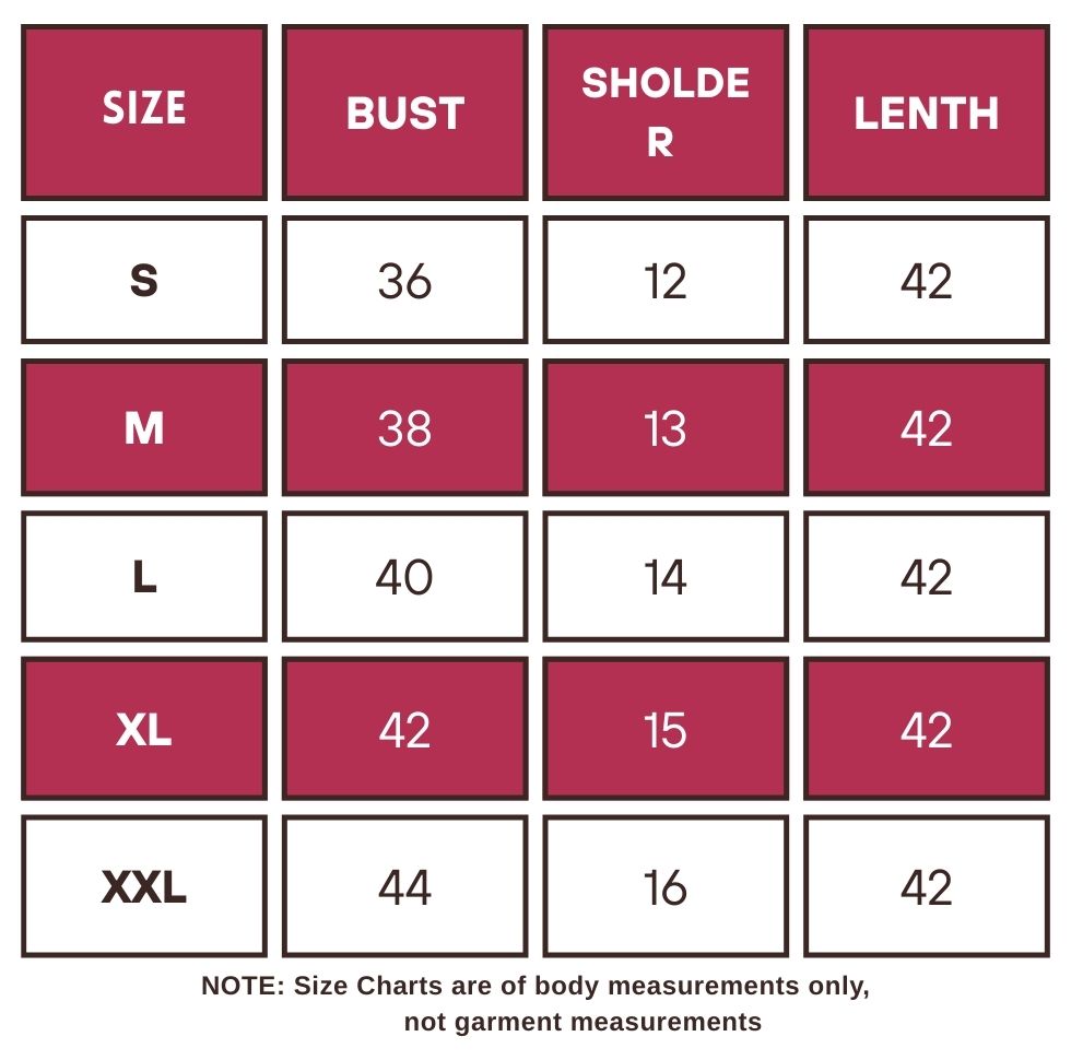 Top Size Chart