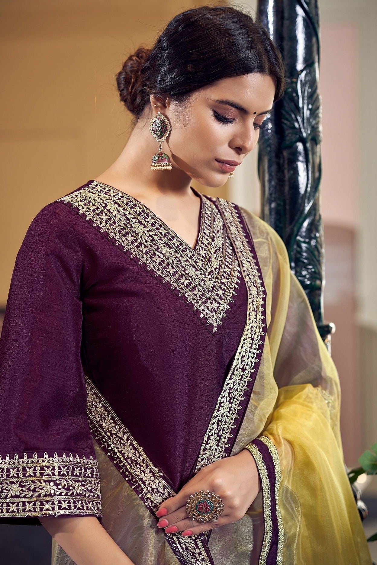 Silk Embroidery Straight Kurta Set With Dupatta