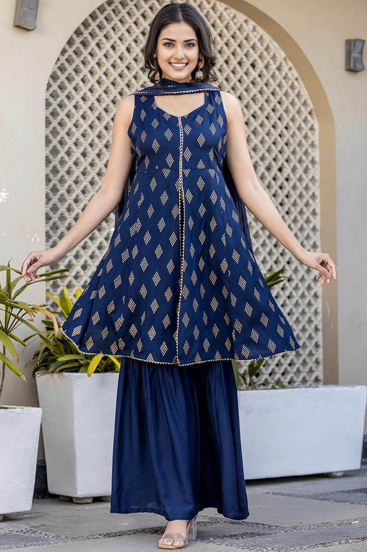 Women Ethnic Motifs Printed Regular Kurta with Palazzos & With Dupatta